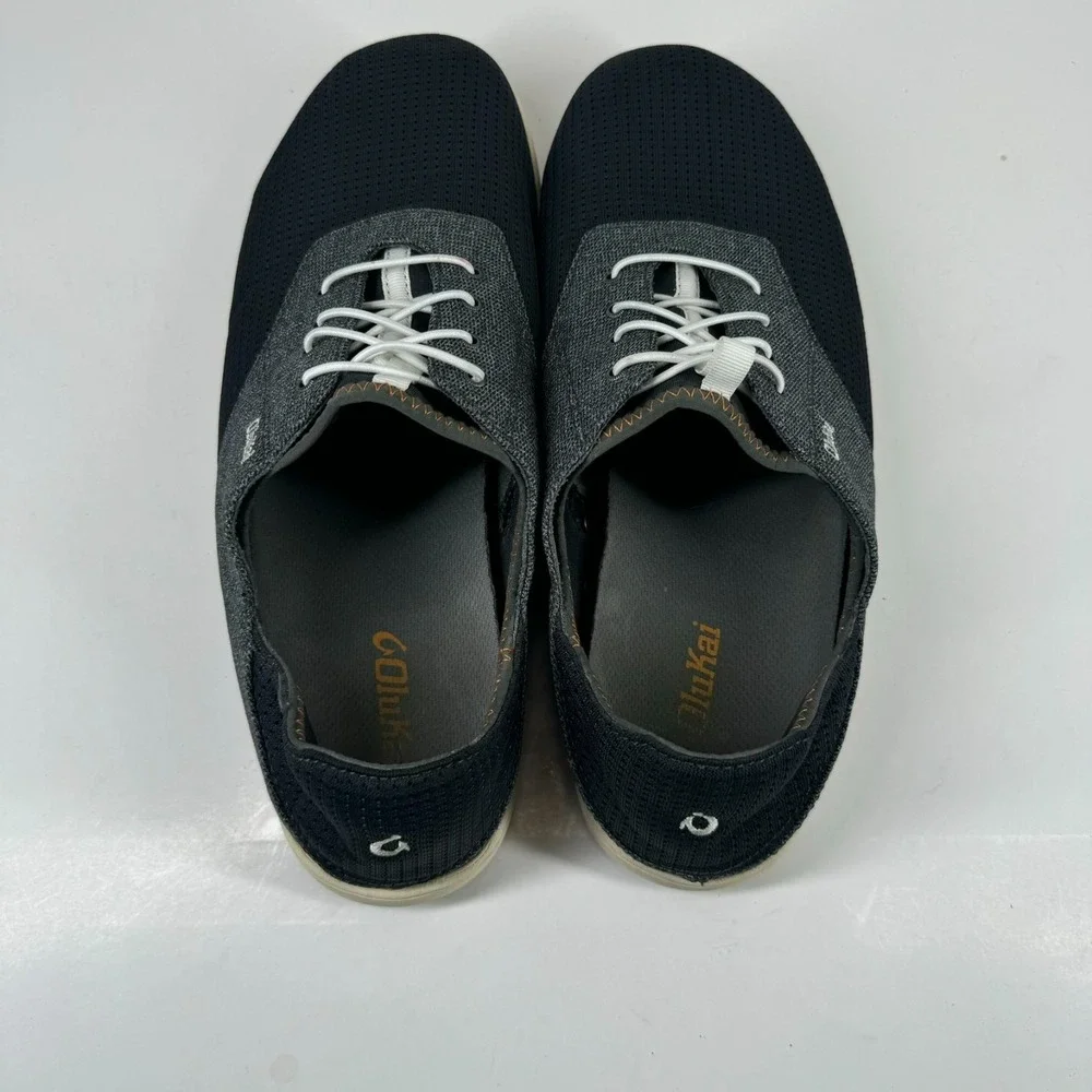 OluKai Nohea Moku Men's US 12 Dark Shadow Gray Mesh Slip-On Boat Shoe 10283-6C6C